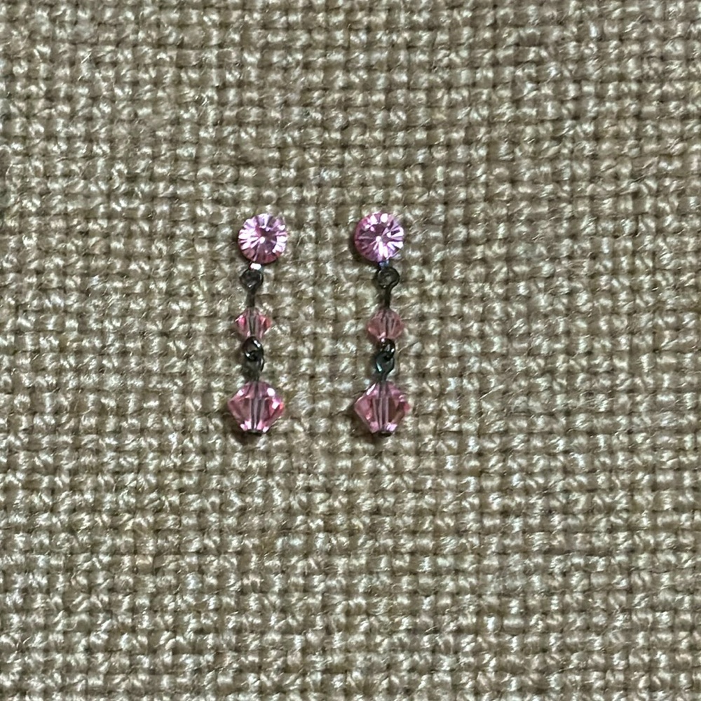 Pink and Black Tiered Earrings